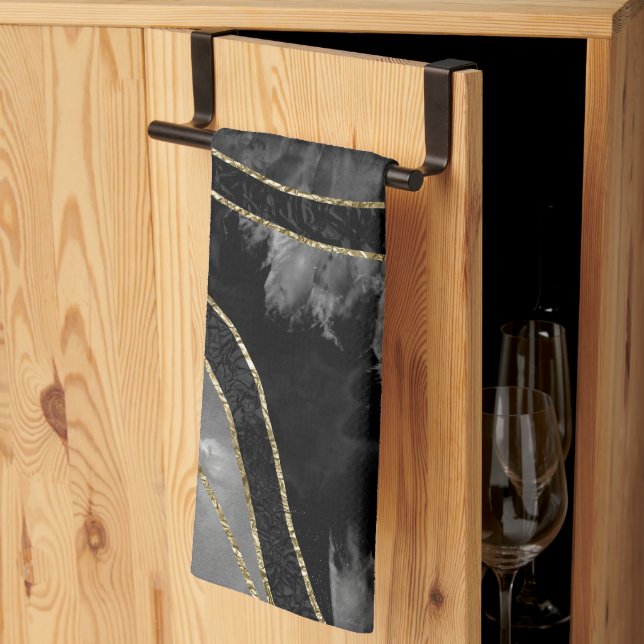 Marble Agate Guld Glam 11 Kökshandduk (Thirds Fold)