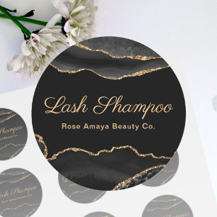 Marble Agate Lash Shampoo Svart Och Guld Runt Klistermärke