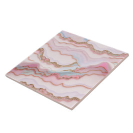 Marble Agate Modern Blue Rosa Guld Collection Kakelplatta