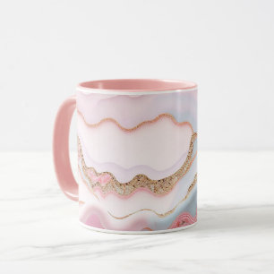 Marble Agate Modern Blue Rosa Guld Collection Mugg