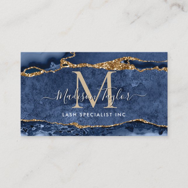 Marble Agate Monogram för marmoragate-marmor för h Visitkort (Framsida)