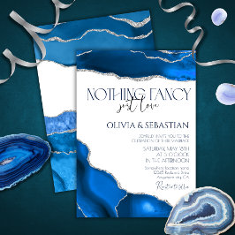 Marble Agate Royal blue bröllop Inbjudningar