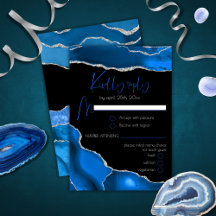 Marble Agate Royal blue Menu Choice Bröllop OSA