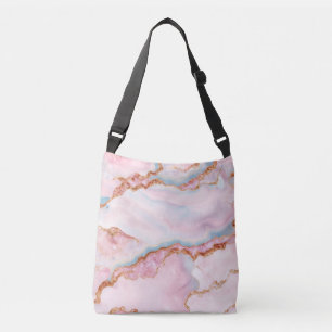 Marble Agate Trendig Blue Rosa Guld Collection Axelväska