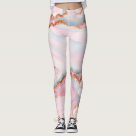 Marble Agate Trendig Blue Rosa Guld Collection Leggings