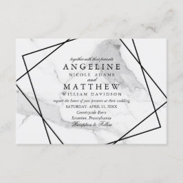 Marble and Black & White Geometric bröllopsinbjuda Inbjudningar
