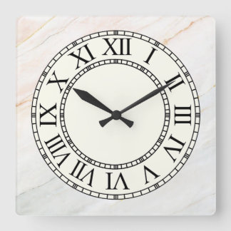 Marble and Blek Gult Roman Numeral Ansikte Fyrkantig Klocka