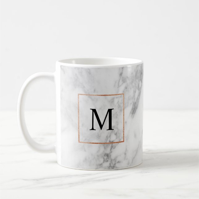 Marble and Faux Foil Gräns Monogram Initial Mugg (Vänster)