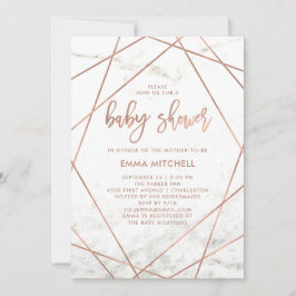 Marble and Faux Guld Geometric Baby Shower Inbjudningar