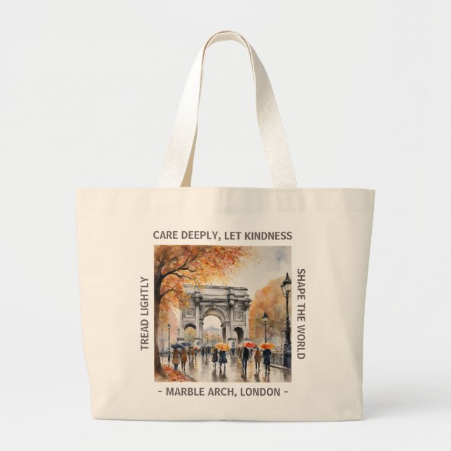 Marble Arch in the Rain Autumn Cotton Tote Bag Jumbo Tygkasse (Framsidan)