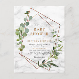 Marble Baby Shower med koppargeometrisk eukalyptus Meddelande Vykort