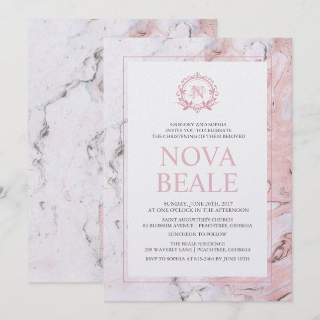 Marble Baptism-inbjudan Inbjudningar (Fram/baksida)