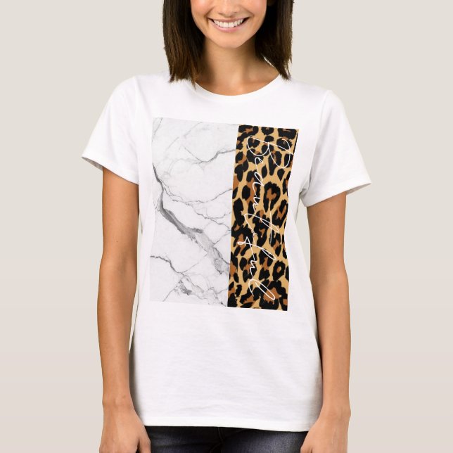 Marble Bevacd Leopard Print T-Shirt (Framsida)