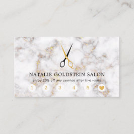 Marble Black and Guld Sissors Salon Loyalty Card Visitkort