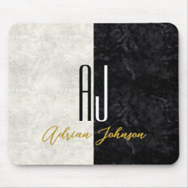 Marble Black and White Initialer Monogrammed Musmatta