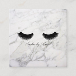 Marble Black Eyelash Luxury Beauty Affärskort Fyrkantigt Visitkort