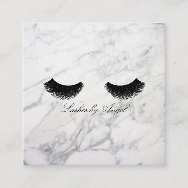 Marble Black Eyelash Luxury Beauty Affärskort Fyrkantigt Visitkort (Framsida)