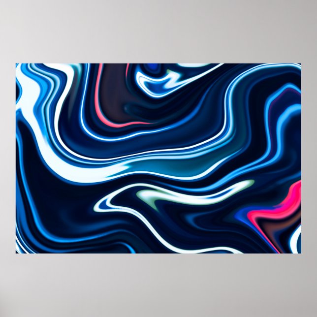 Marble bläck färglös. Blå marmor mönster struktur  Poster (Framsidan)