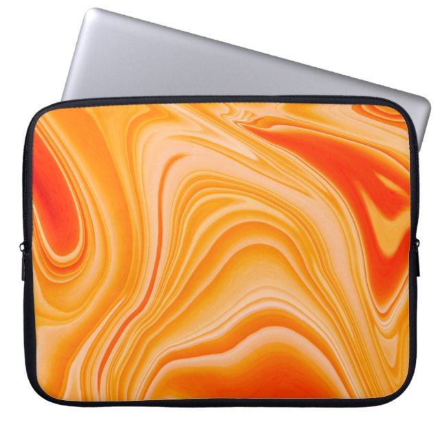 Marble bläck färglös. Orange marble mönster vid  Laptop Fodral (Framsidan)