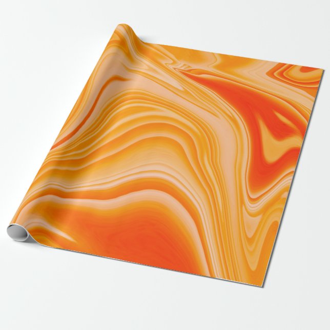Marble bläck färglös. Orange marble mönster vid  Presentpapper (Utrullad)