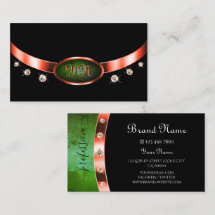 Marble Black Grönt Marble Monogram Visitkort