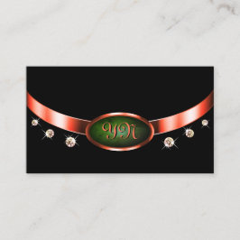 Marble Black Grönt Marble Monogram Visitkort