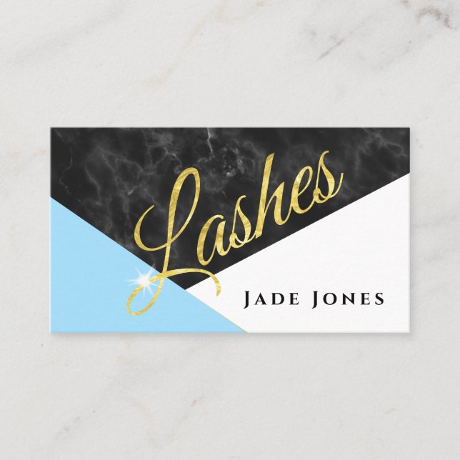 Marble Black Guld Blash Beauty Makeup Visitkort (Framsida)