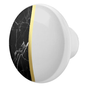 Marble Black, Guld och Grått Ceramic Knob. Knopp