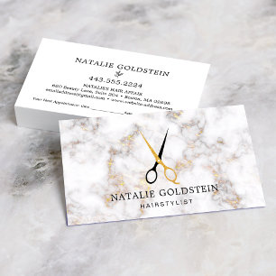 Marble Black Guld Scissors Hairstylist Möte Visitkort
