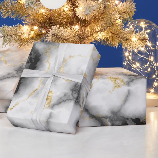 Marble Black guld-stenen ser ut elegant party Presentpapper (Helgdagar)