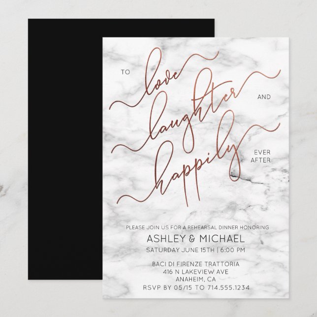 Marble Black Rehearsal Dinner Inbjudan (Fram/baksida)