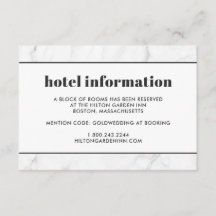 Marble Black & White Bröllop Hotel Travel Card
