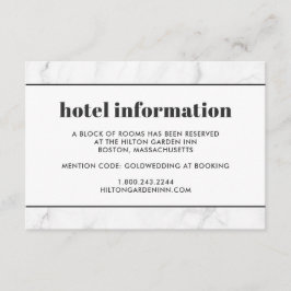 Marble Black & White Bröllop Hotel Travel Card Tilläggskort