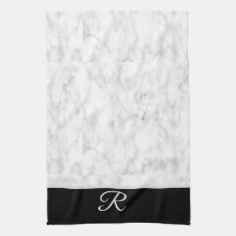 Marble Black White Stil Monogram Personlig
