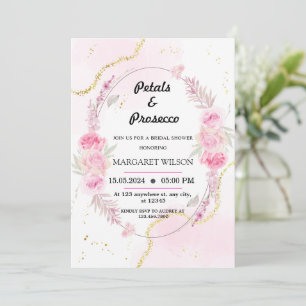 Marble Blommigt Petals och Prosecco Möhippa Inbjudningar