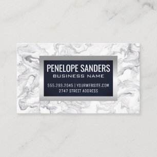 Marble Blue Background Metallisk Silver Visitkort