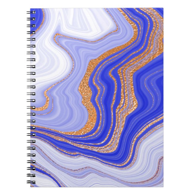 Marble Blue Guld, Abstrakt Modern. Anteckningsbok (Framsidan)