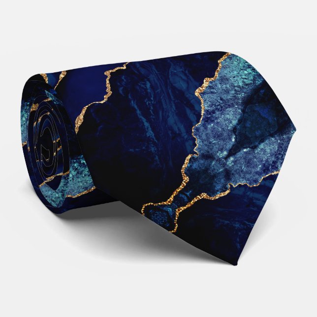 Marble Blue Neck Tie Guld Glitter Marble Slips (Rullad)