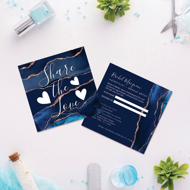 Marble Blue Ro Guld Agate Marble Rabattkort (Skapare uppladdad)