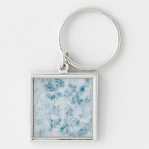 Marble Blue Struktur Fyrkantig Silverfärgad Nyckelring
