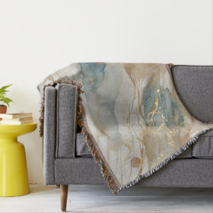 Marble & Blue Watercolor Abstrakt Marble Filt