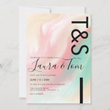 Marble Bold Rosa Turkos Peach Typografi Bröllopsin