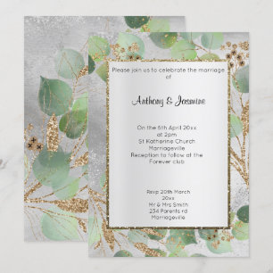 MARBLE BOTANICAL INVITATION elegant GULD Inbjudningar