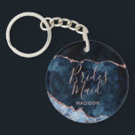 Marble Bridesmaid<br><div class="desc">Marble Agate Gilded Geode Design,  med Modern och skript typsnitt,  med guldfärgen Navy Blue & Ro. Trendig och Chic Bröllop Bridesmaid-nyckelkedja! ~ Kolla min butik för att se hela bröllop-svit för den här designen!</div>