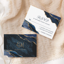 Marble Bröllop Monogram för marmor Blue Guld Agate