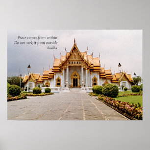 Marble Buddhist Temple från Guld med fred Poster