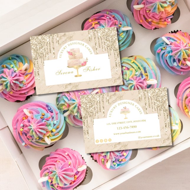 Marble Cake Bakery Chef Ivory  Guld Visitkort (Skapare uppladdad)