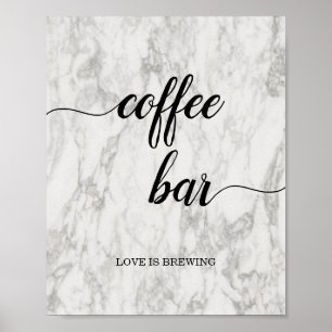 Marble Calligraphy Script Coffee Pub Bröllop-tecke Poster