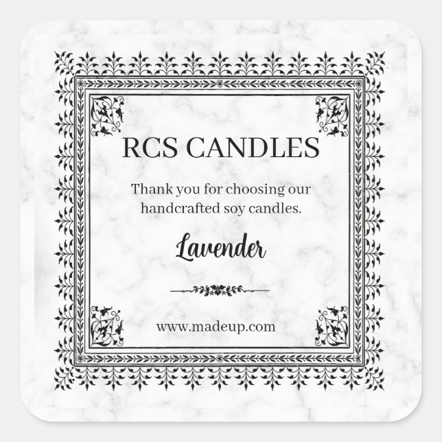 Marble Candle Sticker Fyrkantigt Klistermärke (Framsida)