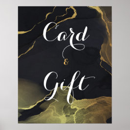 Marble Card & Guld Poster för svarta och utlämnade